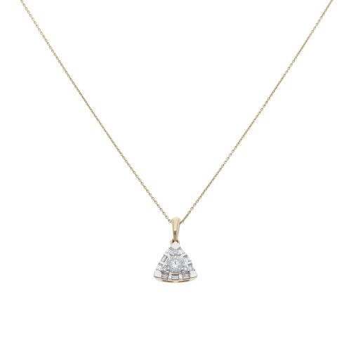 14ct Yellow Gold 0.40ct Diamond Cluster Pendant and Chain 18"