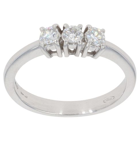14ct White Gold 0.33ct Brilliant Cut Diamond Trilogy Ring