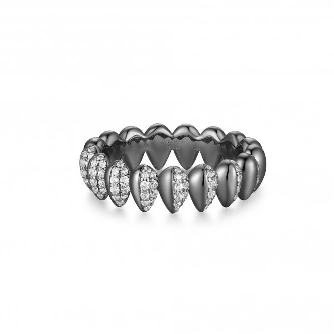 ANIA HAIE Black Sparkling Puffy Spike Ring