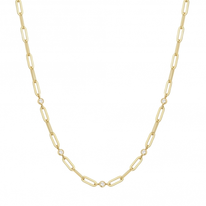 ANIA HAIE Gold Bezel Station Paper Clip Chain Necklace