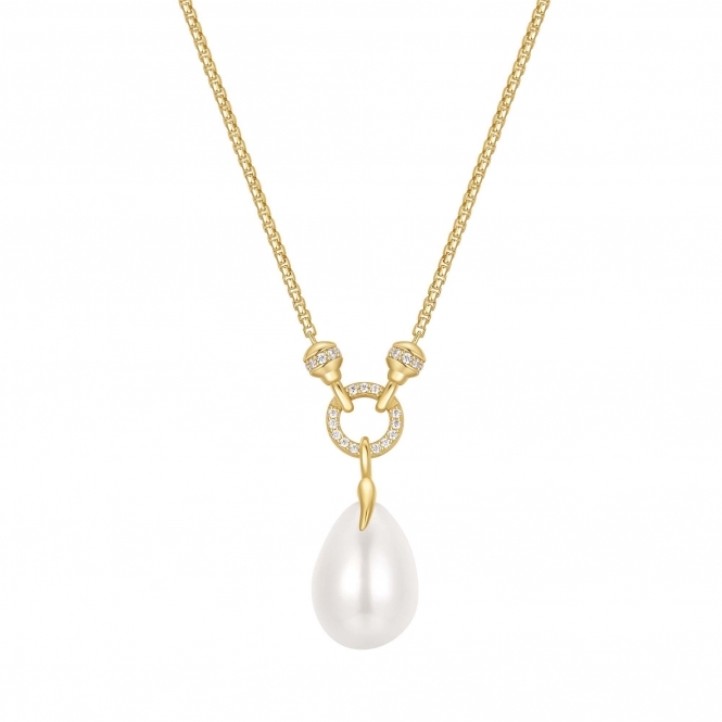 ANIA HAIE Gold Linked Shell Pearl Drop Pendant Necklace