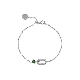 Amelia Scott Alma Vintage Oval Bracelet in Emerald Green and Silver