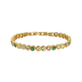 Amelia Scott Dotty Tennis Bracelet in Green and Flamingo Zirconia Gold