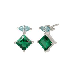 Amelia Scott Esme Silver Stud Earrings in Emerald and Sky Blue