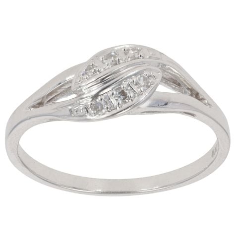 14ct White Gold 0.07ct Diamond Fancy Two Row Twist Ring