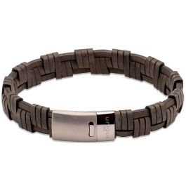 Unique and Co Antique Black Leather bracelet with Matte/Polished Steel Clasp
