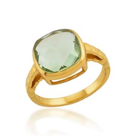 Shyla Clara Gold Cocktail Ring - Soft Green