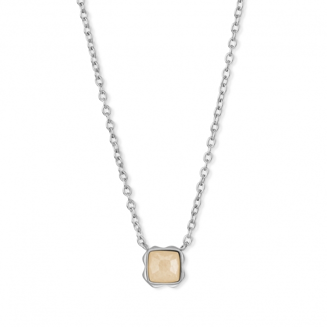 Coeur De Lion Cream Jade June Silver Birthstone Necklace