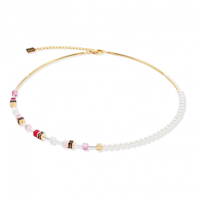 Coeur De Lion GeoCUBE® Mini Fusion Pearls Necklace gold-rose