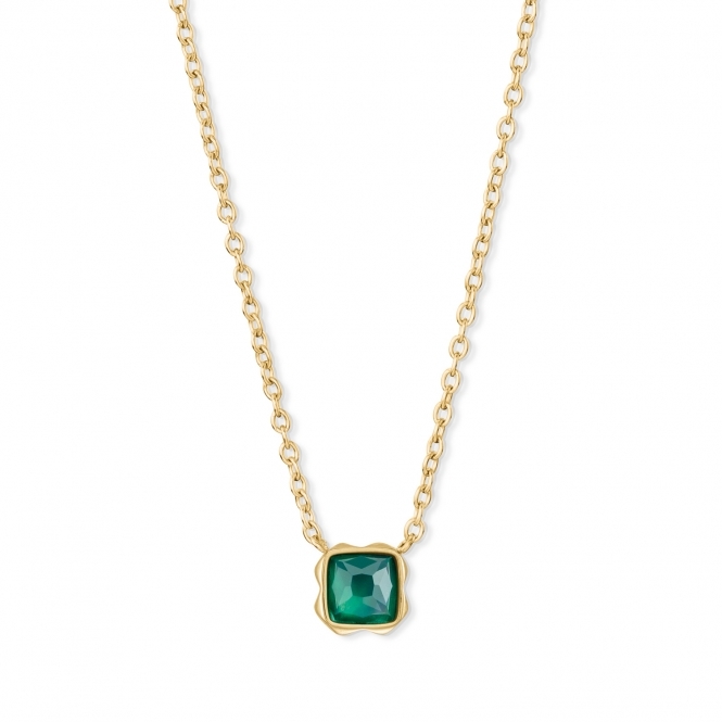 Coeur De Lion Green Agate May Gold Birthstone Necklace