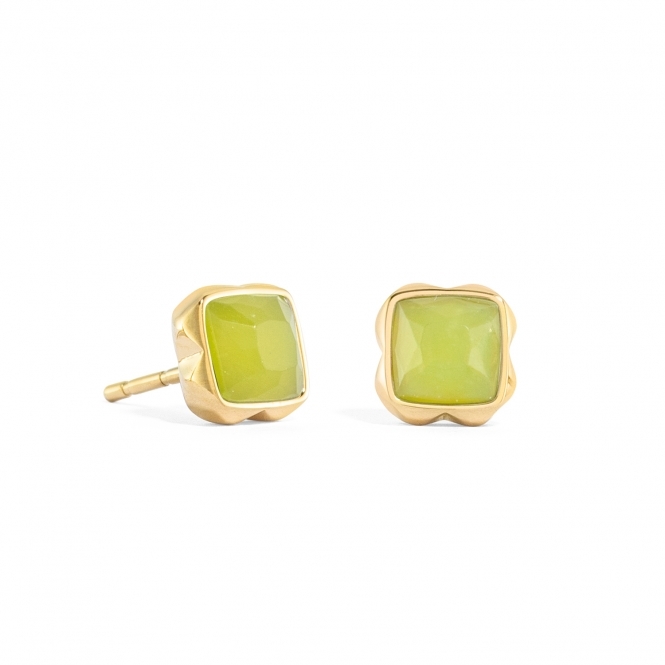 Coeur De Lion Green Jade August Gold Birthstone Earrings