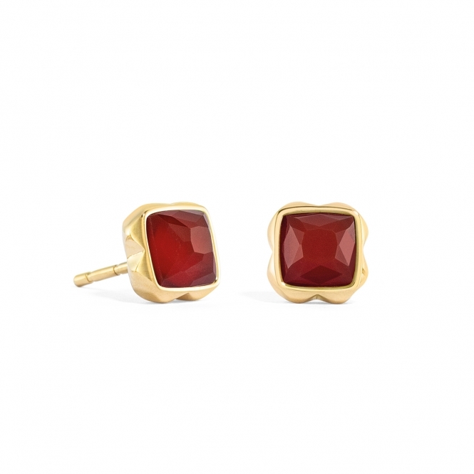 Coeur De Lion Red Agate January Gold Birthstone Earrings