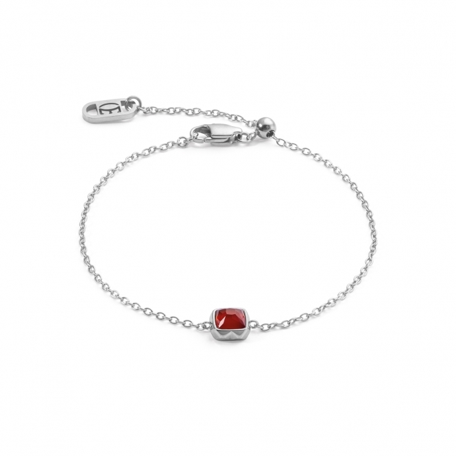 Coeur De Lion Red Agate January Silver Birthstone Bracelet