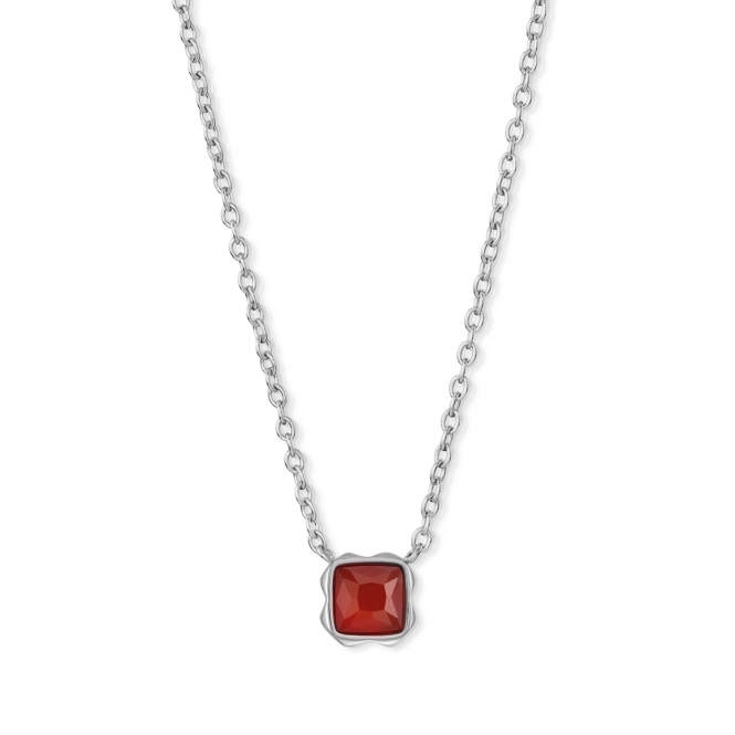 Coeur De Lion Red Agate January Silver Birthstone Necklace