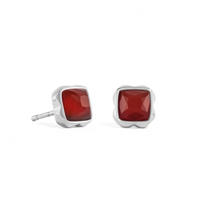 Coeur De Lion Red Agate Silver January Birthstone Earrings