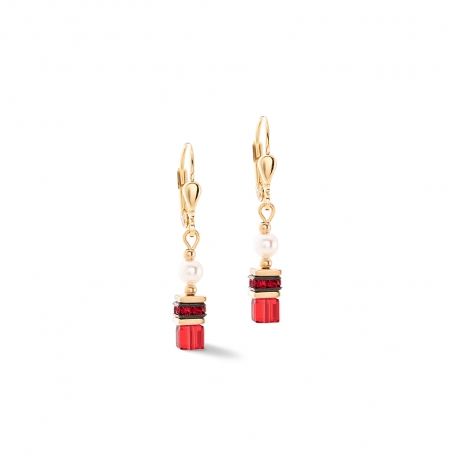 Coeur De Lion Sparkling Princess Earrings gold-red