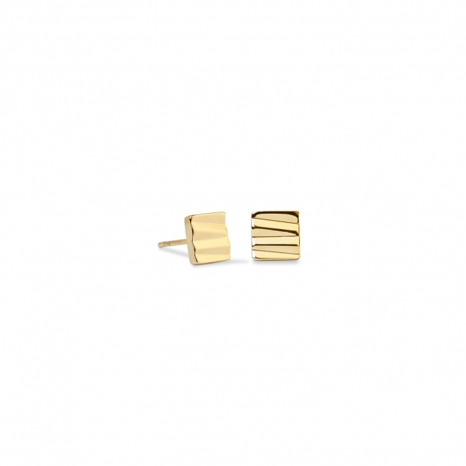 Coeur De Lion Square Wave Gold Stud Earrings