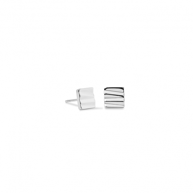 Coeur De Lion Square Wave Silver Stud Earrings