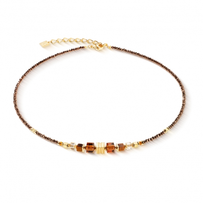 Coeur De Lion Wave Cube Flow gold-brown Necklace