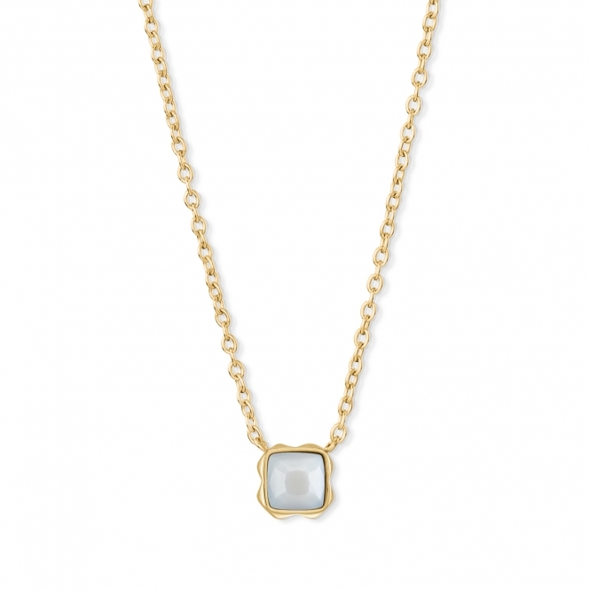 Coeur De Lion White Quartz April Gold Birthstone Necklace