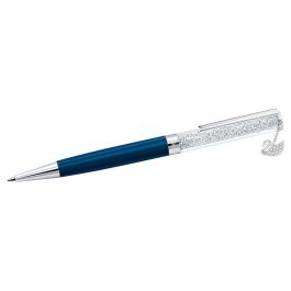 Swarovski Crystalline Ballpoint Pen with Swan Charm - Navy with Chrome Plating