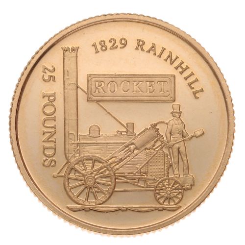 2004 Elizabeth II Alderney 25 Pounds 1829 Rainhill Rocket Coin