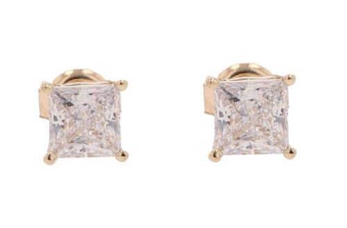 14ct Yellow Gold Cubic Zirconia Stud Earrings