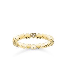 Thomas Sabo Gold Plated Heart and Diamond Ring