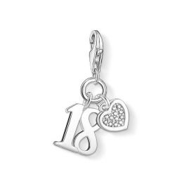 Thomas Sabo Charm Pendant, Silver Diamond Number 18