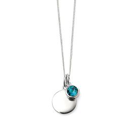 December Birthstone and Disc Necklace - Sterling Silver and Blue Zircon