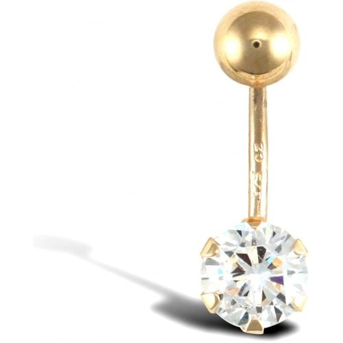 9ct Yellow Gold Cubic Zirconia Belly Bar