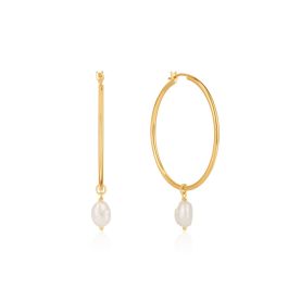 Ania Haie Pearl Hoop Earrings - Gold