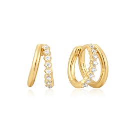 Ania Haie Double Mixed Huggie Hoop Gold Earrings