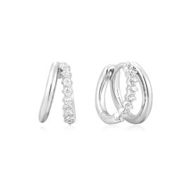 Ania Haie Double Mixed Huggie Hoop Silver Earrings