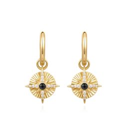 Ania Haie Astrolabe Charm Huggie Hoop Gold Earrings