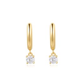 Ania Haie Drop Solitaire Huggie Hoop Gold Earrings