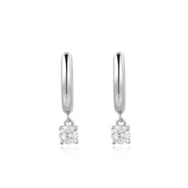 Ania Haie Drop Solitaire Huggie Hoop Silver Earrings