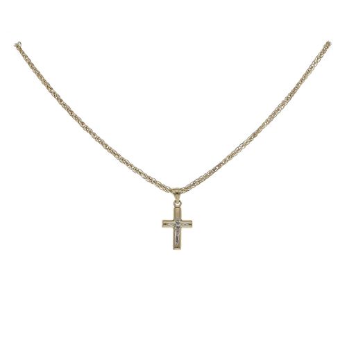 14ct Yellow & White Gold Child's Cross Pendant & Chain
