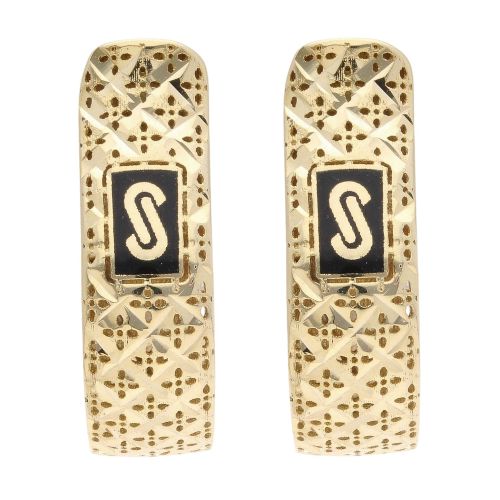 14ct Yellow Gold Monaco Classic Flex Patterned Hoop Earrings