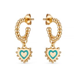 Annie Haak Enamel Heart Gold Plated Hoop Earrings - Turquoise