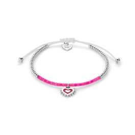 Annie Haak Enamel Heart Silver Friendship Bracelet - Pink