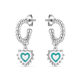 Annie Haak Enamel Heart Silver Hoop Earrings - Turquoise