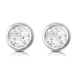 Brown & Newirth Round Brilliant Rub Over Diamond Earrings