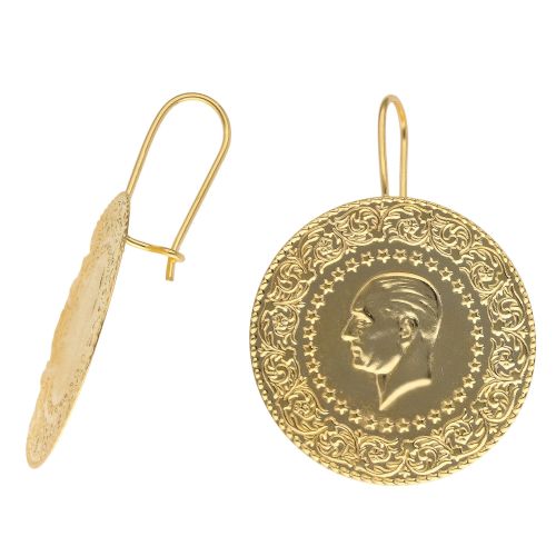 14ct Yellow Gold Coin Drop Earrings