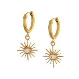 Shyla Felicity Star Huggie Hoop Gold Earrings - Crystal Clear