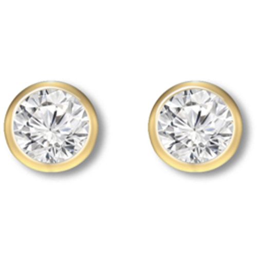 18 Carat Yellow Gold 35pts Rubover Earrings