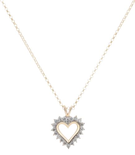 14ct Yellow Gold 0.30ct Diamond Heart Pendant And Chain 18"