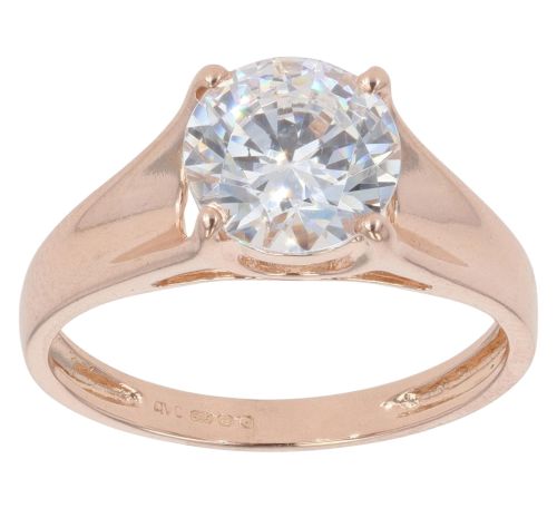 14ct Rose Gold Cubic Zirconia Single Stone Ring