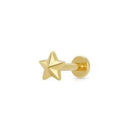 Scream Pretty Faceted Star Single Flat Back Earring - Gold