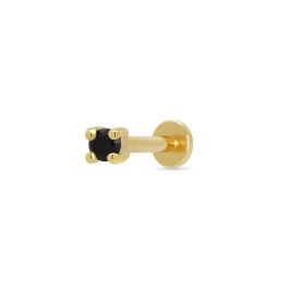 Scream Pretty Gold Black Stone Single Flat Back Earring - Gold